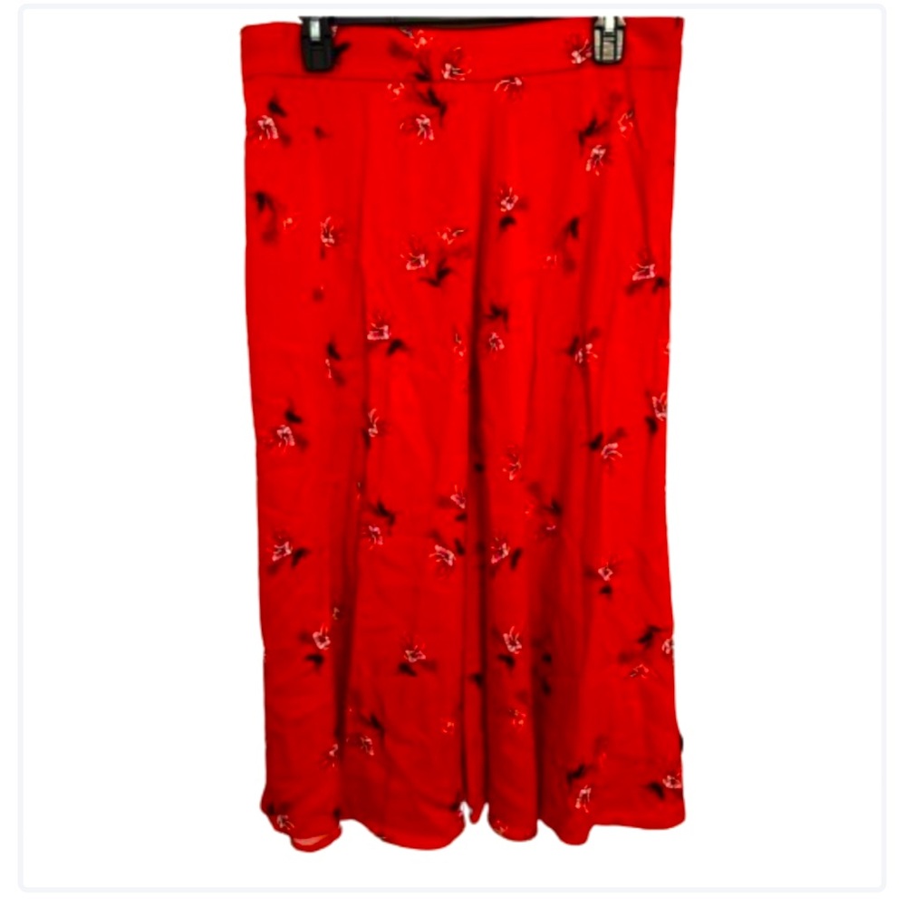 H&M RED FLORAL WRAP AROUND SKIRT